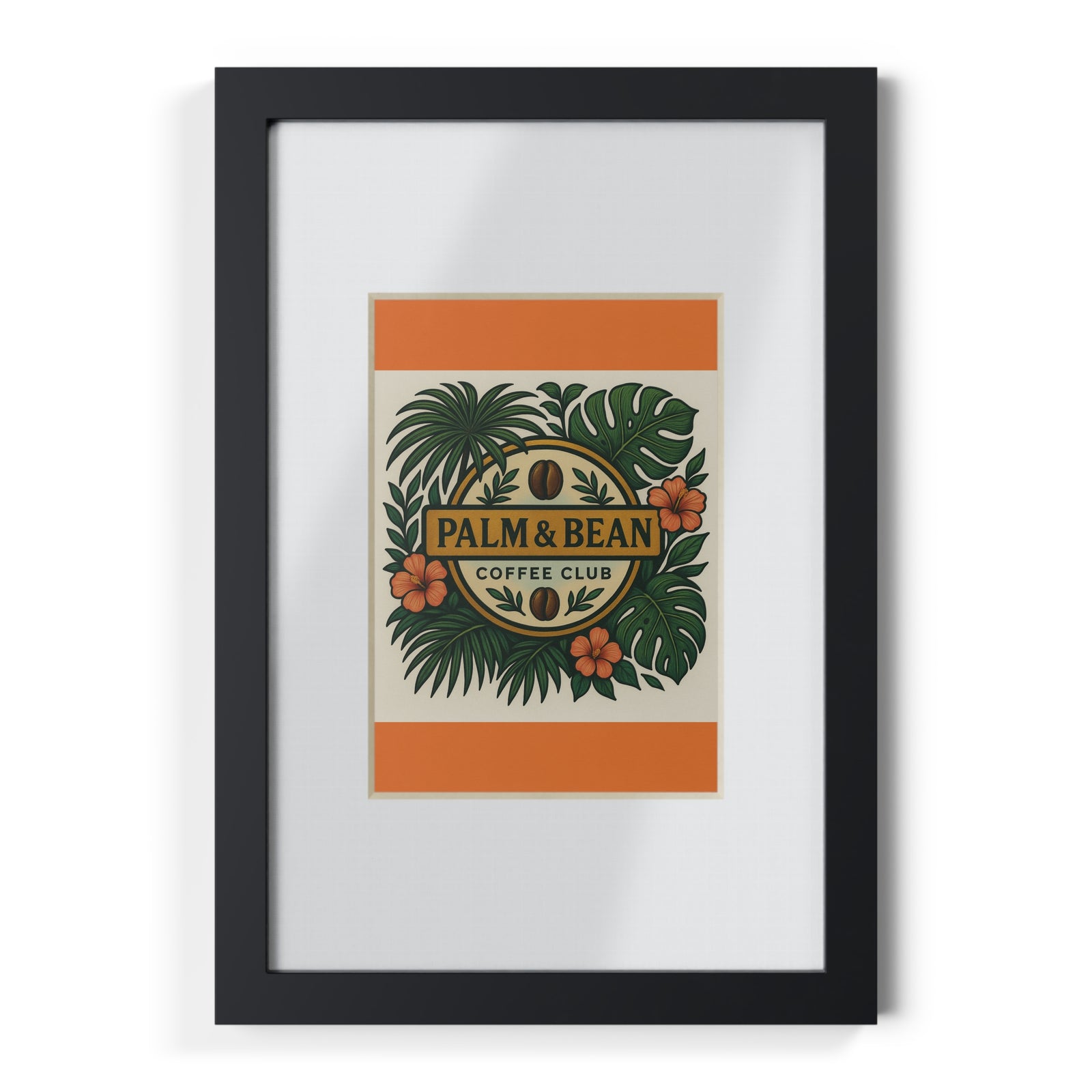 Tropical Framed Poster — Palm & Bean Coffee Club, Crusta Orange