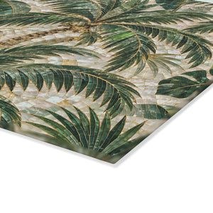 Tropical Glass Coffee Station Tray– Vintage Green Palms Mosaic