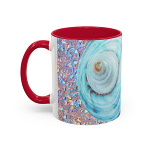 Colorful Mugs (11oz, 15oz), Disco Jade Turbo Shell Macro