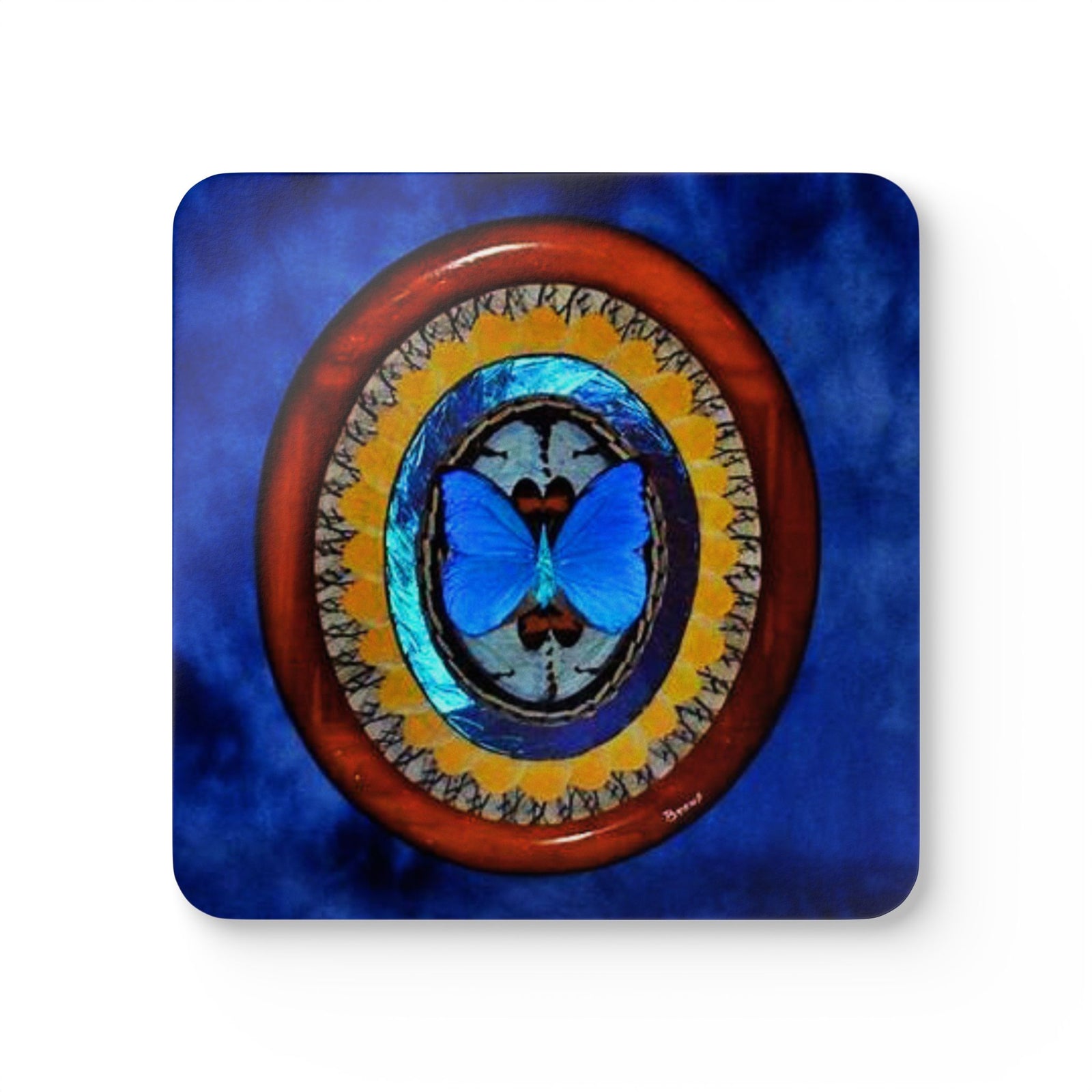 Coaster Set/4 - Oval Real Butterfly Wing Art