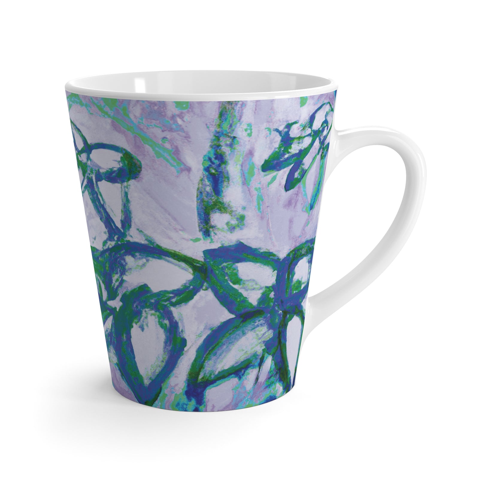Latte White Mug - Tropical Doodles, Lilac