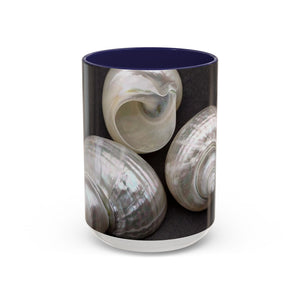 Accent Color Coffee Mug (11, 15oz), 8 Colors - White Nautilus Trio/Black, Large