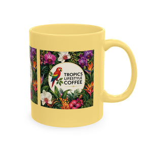 Tropical Coffee Mug, 11 oz — Ceramic Tropics Lifestyle Coffee Colorful Logo