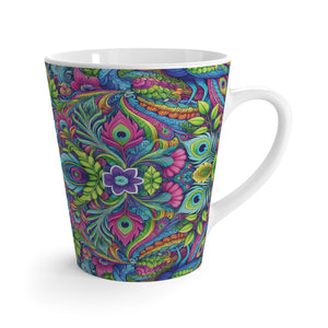 Latte White Mug - Peacock Prism, repeat
