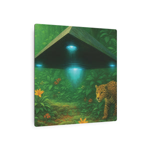 Metal Art Sign — Jungle UFO & Jaguar