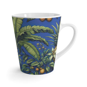 Latte White Mug - Tropical Fruit, Dark Blue