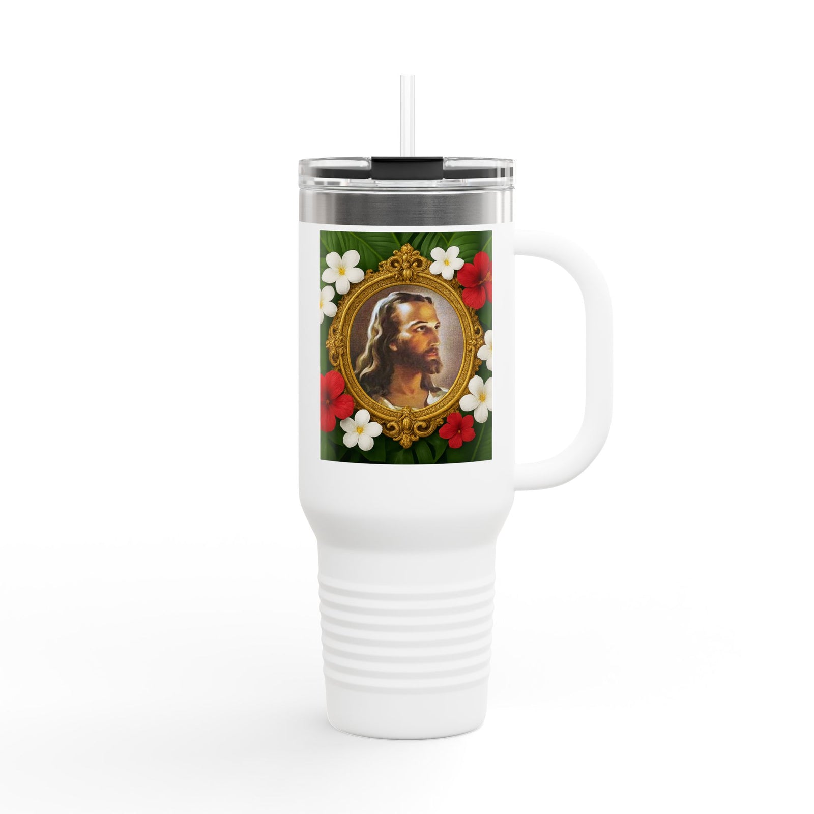 Religious Insulated Travel Mug, 40oz / "Head of Christ" Jesus Portrait - Perfect for Outdoor Adventures