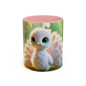 Accent Coffee Mug (11, 15oz), 8 Colors - Baby White Peacock
