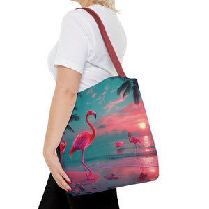 Neon Flamingos at Night Tote Bag - 3 Sizes
