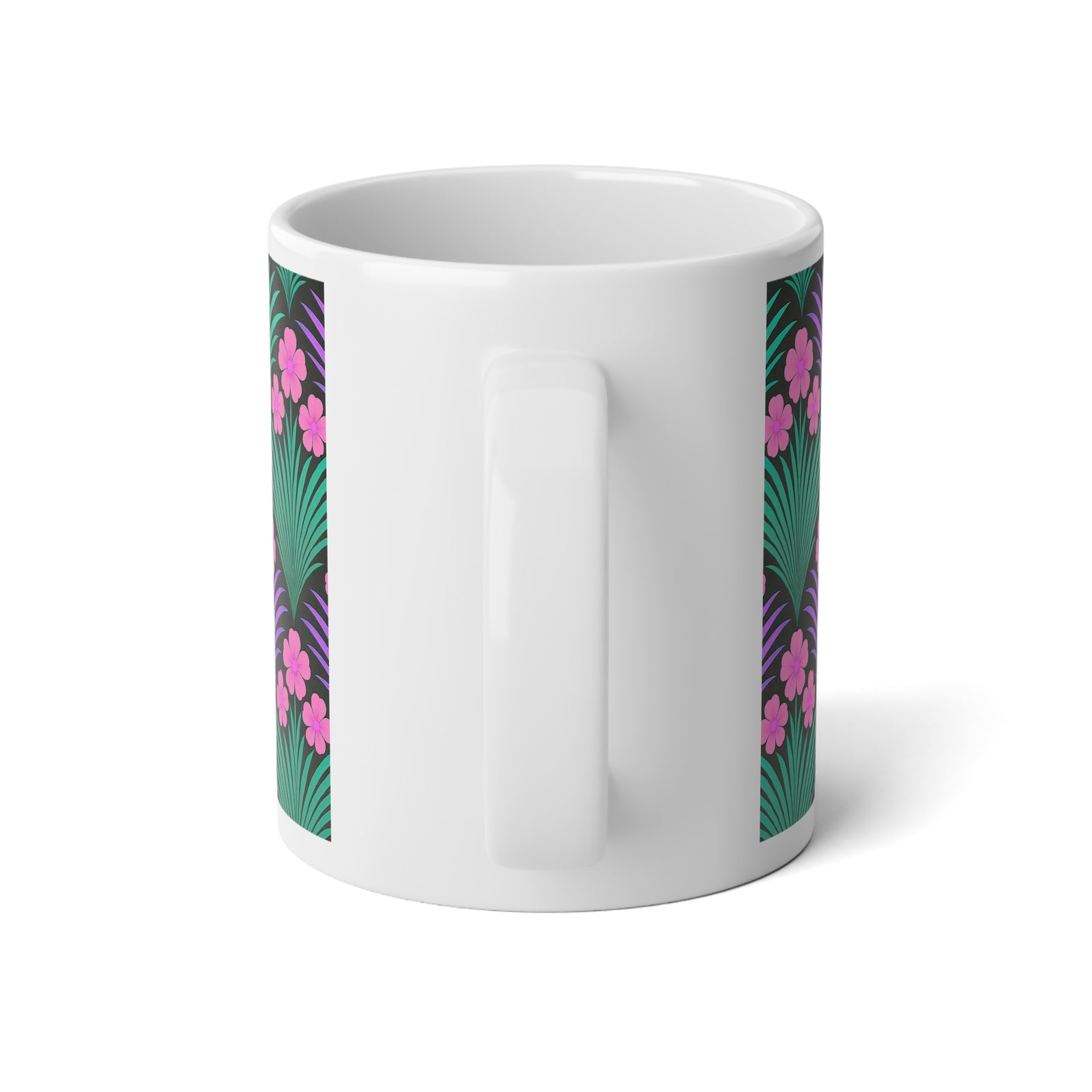 Jumbo Mug, 20oz, Midnight Hibiscus Deco Pink | Tropical Coffee Cup