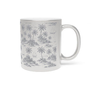Tropical Metallic Mug, Silver - Tropical Trip Toile, Grey