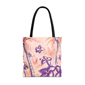 Peach Tropical Doodles Tote Bag - 3 Sizes