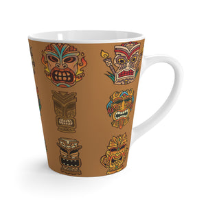 Latte White Mug - Tiny Tiki Dudes, Lt. Brown