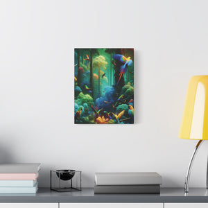 Tropical Parrots Canvas Wall Art — Vibrant Flight School Jungle Scene Matte