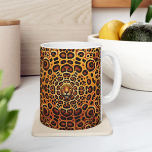White Ceramic Mug — Bold Leopard Hiidden Pattern Coffee Cup (11oz & 15oz)