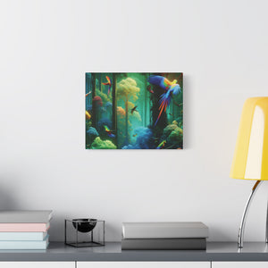 Tropical Parrots Canvas Wall Art — Vibrant Flight School Jungle Scene Matte