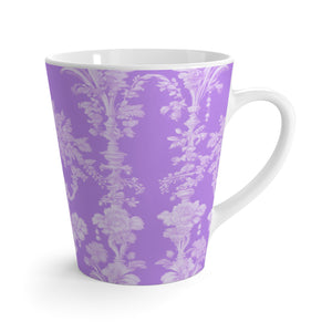 Latte White Mug - Perfect for Coffee Enthusiasts / Pearl Lady Toile, purple