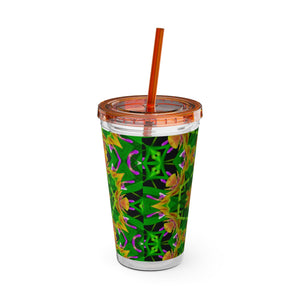 Tropical Tumbler with Straw | 16oz Colorful Travel Cup / Kaleido Orchid