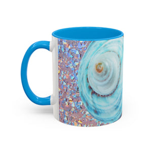Colorful Mugs (11oz, 15oz), Disco Jade Turbo Shell Macro
