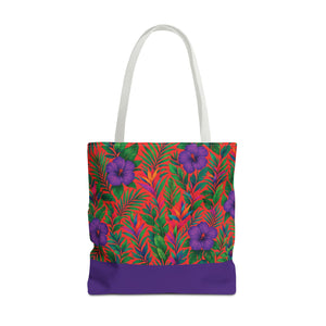 Midnight Flower Coral/Purple Tote Bag - 3 Sizes