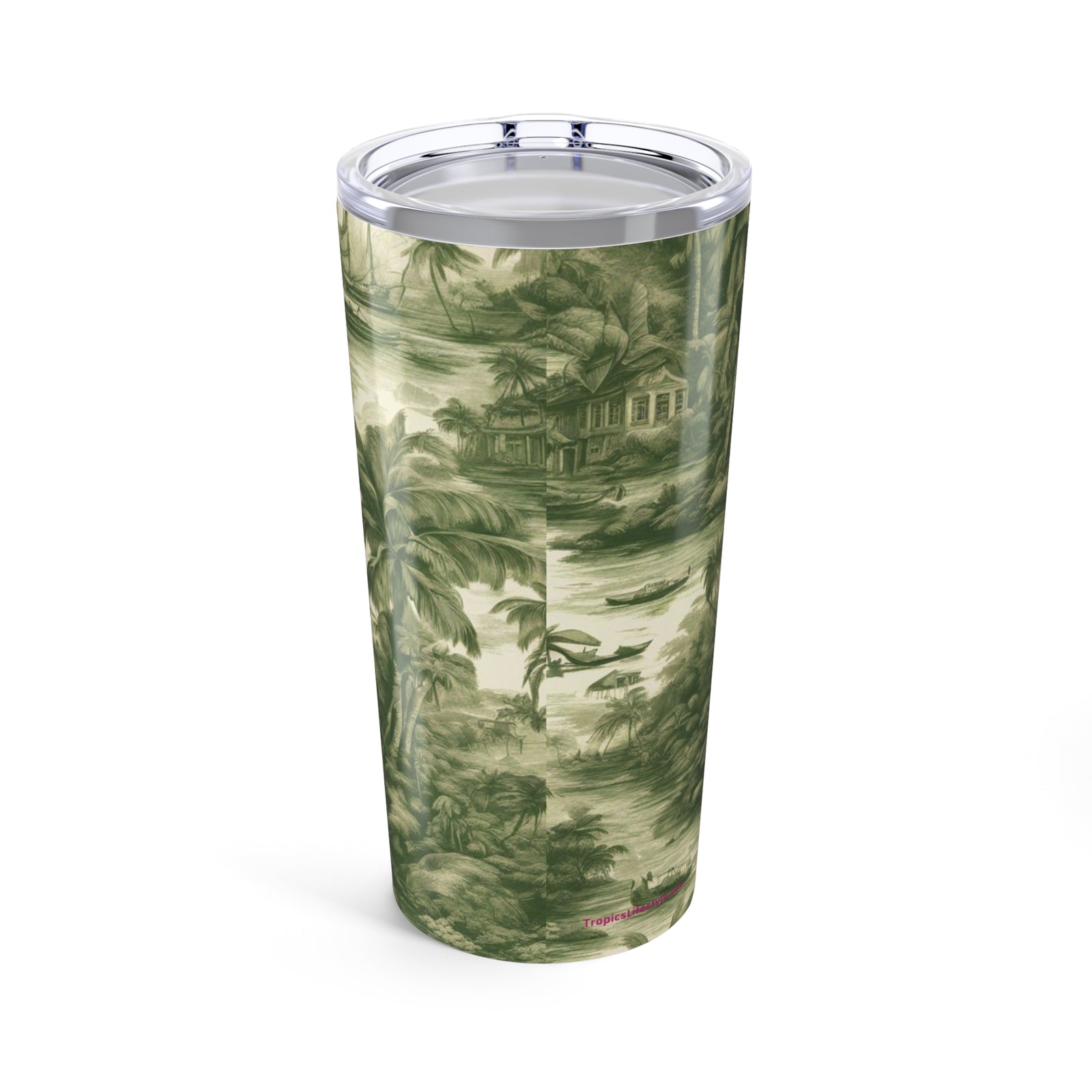 20oz Tropical Glossy Tumbler / Tropical Toile, Green