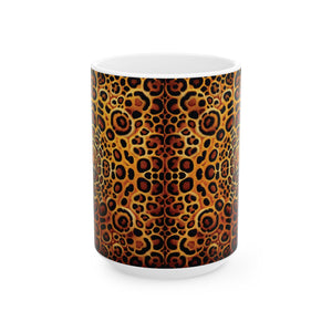 White Ceramic Mug — Bold Leopard Hiidden Pattern Coffee Cup (11oz & 15oz)
