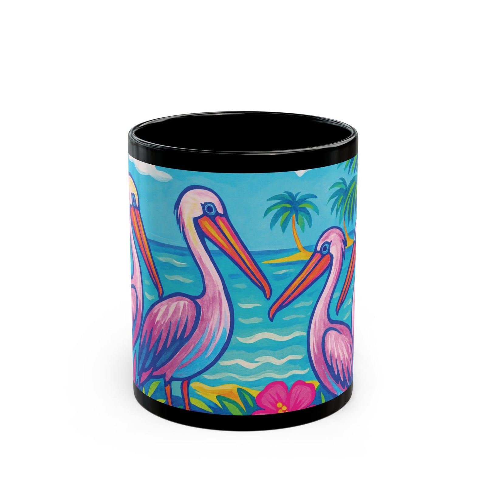 Black Coffee Mug - Beach Pelican Party