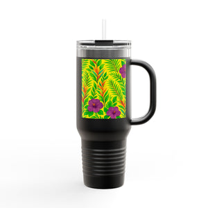 Midnight Flower Yellow Insulated Travel Mug - 40oz - Perfect for Outdoor Adventures