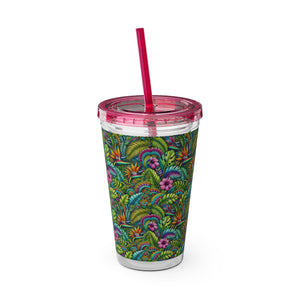 Tropical Tumbler with Straw | 16 oz.: Rainforest Blooms