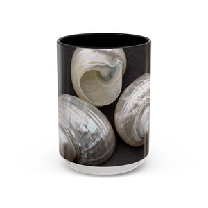 Accent Color Coffee Mug (11, 15oz), 8 Colors - White Nautilus Trio/Black, Large