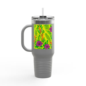 Midnight Flower Yellow Insulated Travel Mug - 40oz - Perfect for Outdoor Adventures