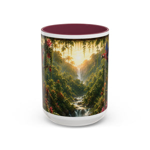 Tropical Waterfall Mug – Lush Jungle Scenic Accent Coffee Cup (11oz/15oz)