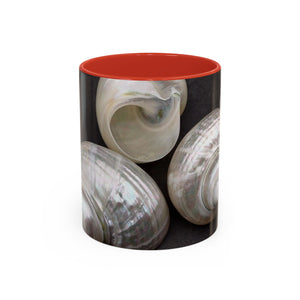 Accent Color Coffee Mug (11, 15oz), 8 Colors - White Nautilus Trio/Black, Large