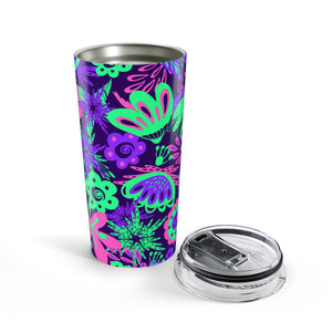 20oz Tumbler — Neon Purple, Pink & Green Floral Travel Cup