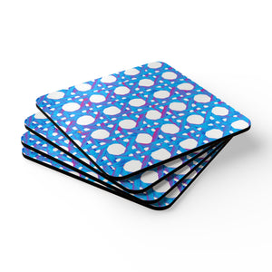 Coaster Set/4-  Chair Wicker, Turquosie