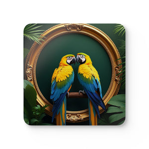 Coaster Set/4 - Framed Parrot Pair