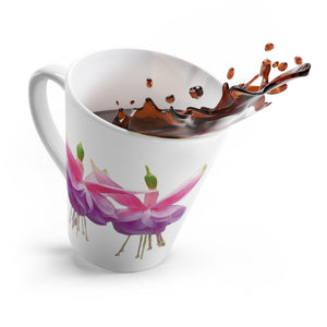 Latte White Mug, Floral - Tropical Fuschsias/White