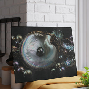 Glass Coffee Station Tray — Iridescent Black Pearl Oyster