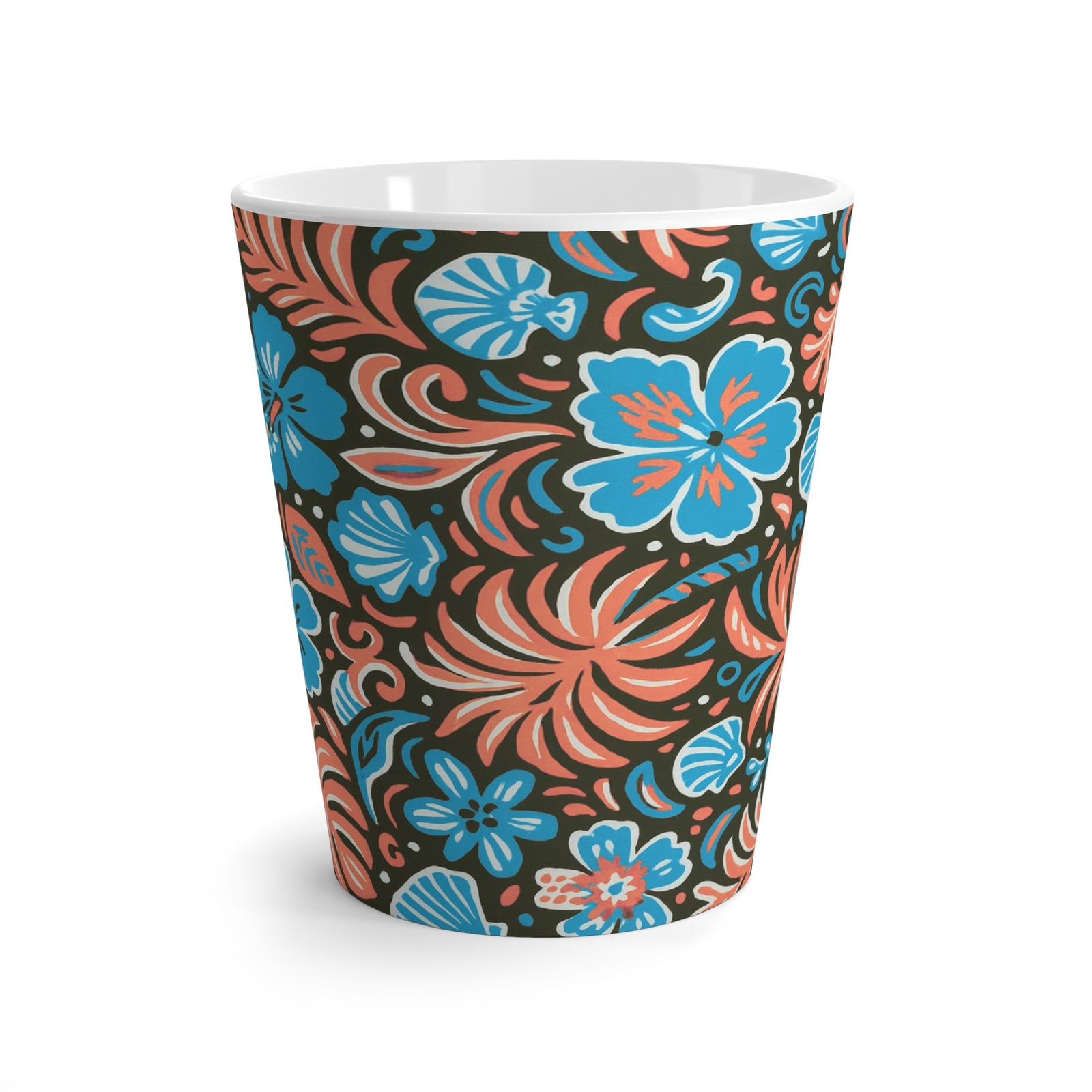 Latte White Mug - Beach Dreams, Coral Blues