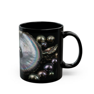 Black Pearl Ocean Mug – Iridescent Oyster Coffee Cup (11oz, 15oz)
