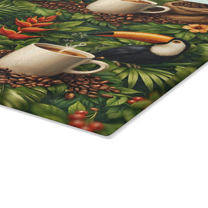 Glass Coffee Station Plate ~ Rainforest Coffee Friends
