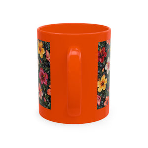 Hibiscus Garden Ceramic Mug — Vibrant Floral Coffee Cup