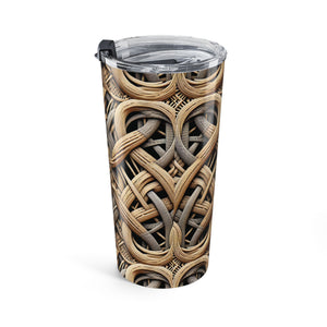 20oz Tropical Tumbler, Stainless Steel - Beach Wicker