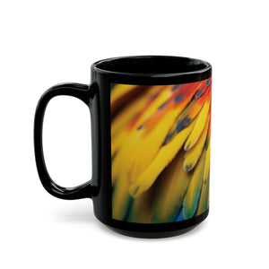 Black Coffee Mug - Colorful Macaw Parrot Feathers