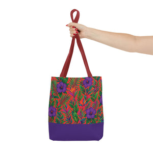 Midnight Flower Coral/Purple Tote Bag - 3 Sizes
