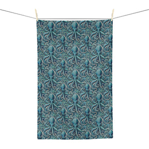 Tropical Microfiber Coffee/Tea Towel – Octopus, Nautical Ocean Blue