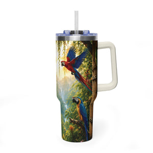 40oz Tropical Parrot Vacuum Tumbler – Insulated Travel Mug