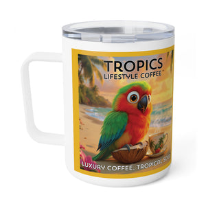 Tropical Insulated Coffee Mug, 10oz / Parrot Tiki, Yellow