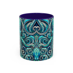 Accent Color Coffee Mug, Many Colors - 11oz & 15oz / Aqua Octopus