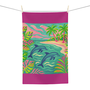 Tropical Microfiber Coffee/Tea Towel ~ Jumping Dolphins